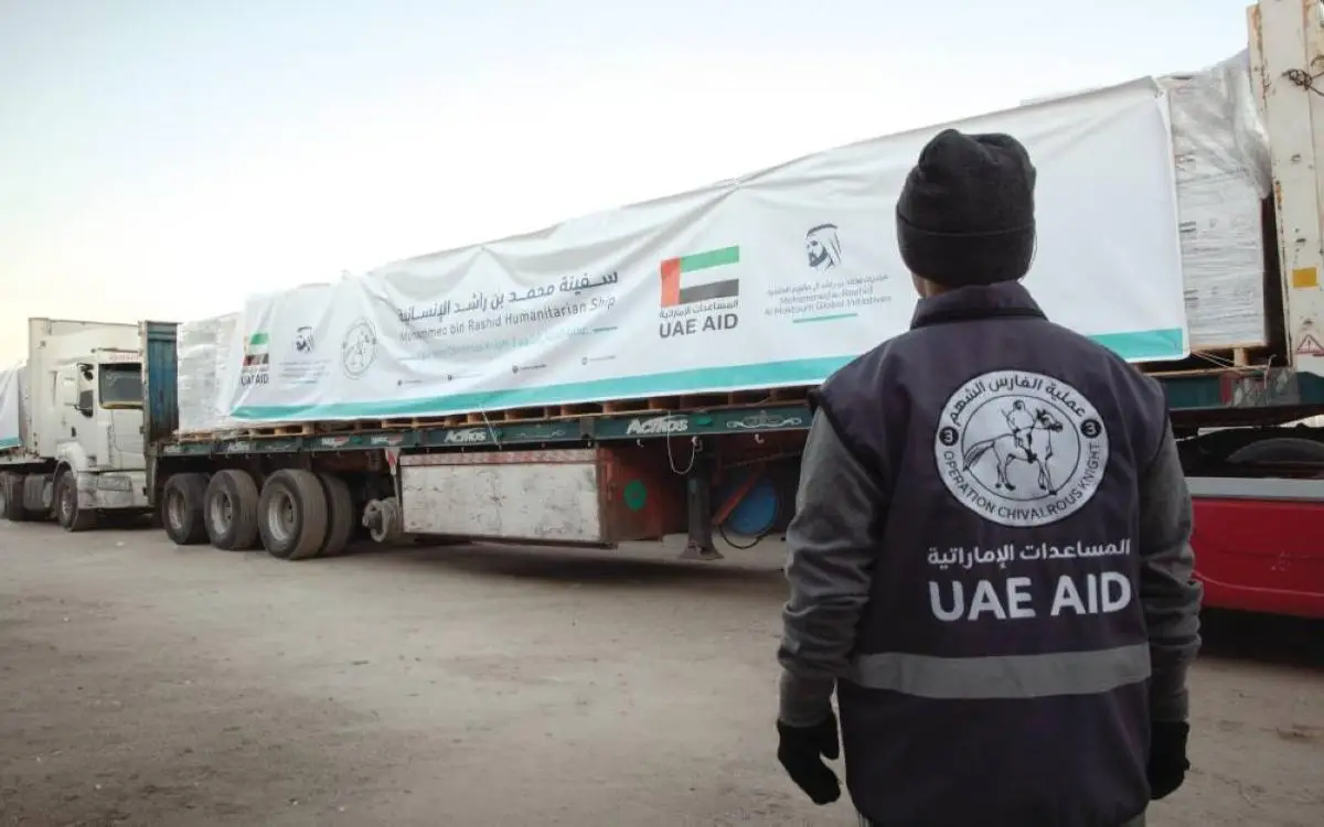 شاحنات إغاثة جديدة من دبي إلى غزة